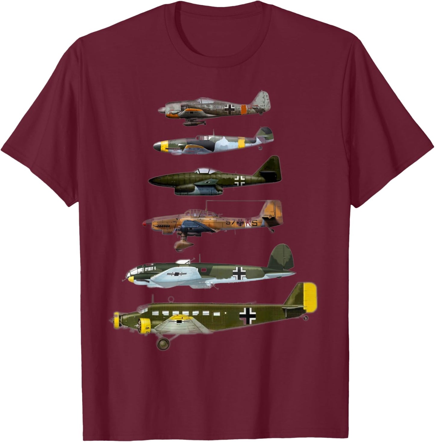 WW2 German Warplanes JU-87 Stuka ME 262 T-Shirt - T-Shirt | Maroon