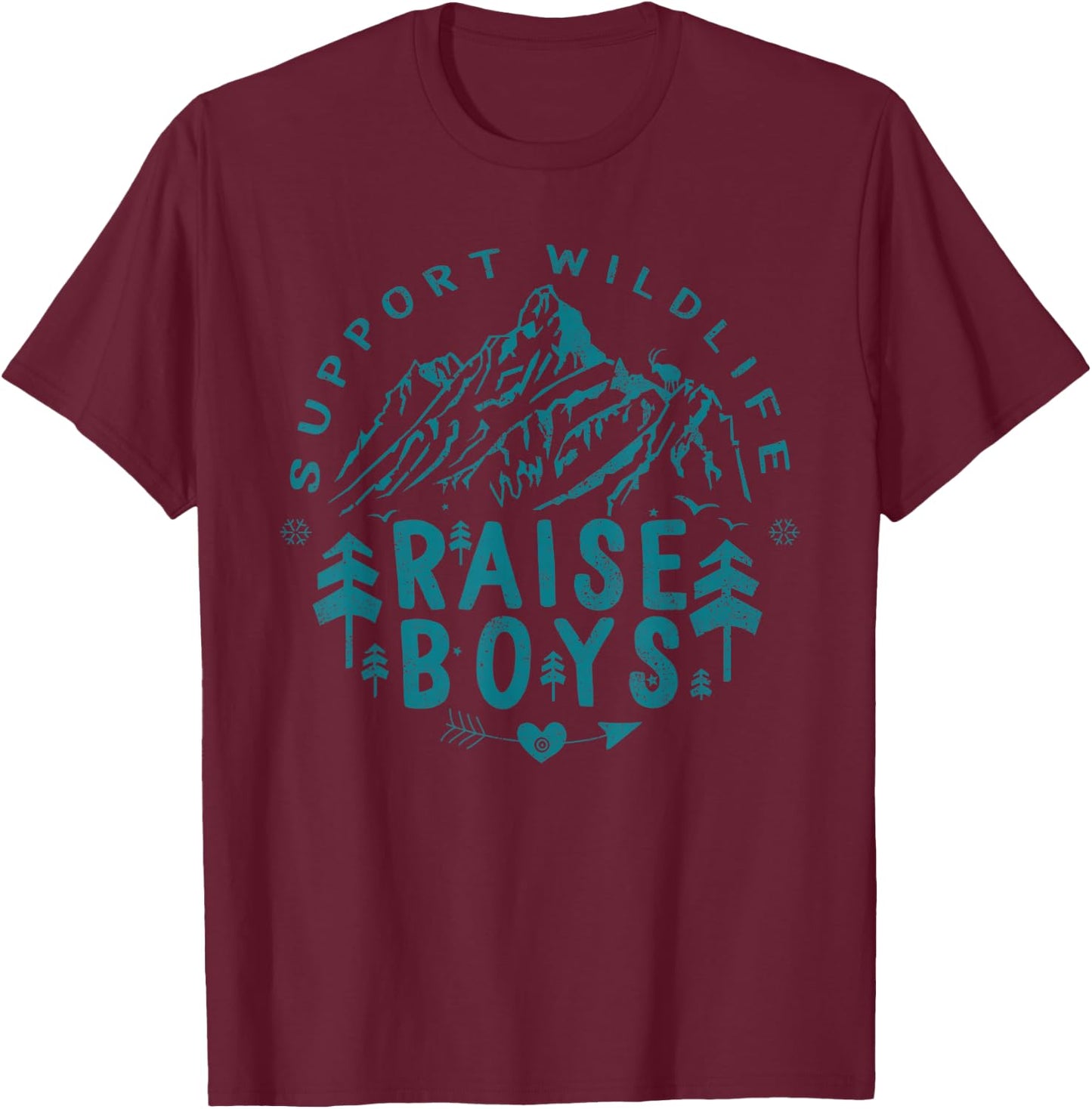 Mothers day Support Wildlife Raise Boys Mom Dad Parents T-Shirt - T-Shirt | Maroon