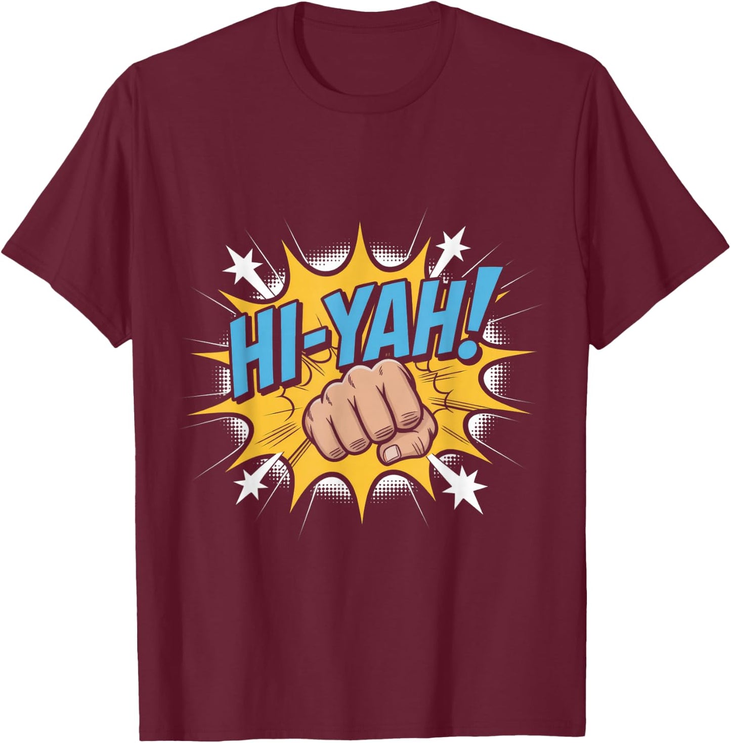 Karate Chop Hi-Yah Comic Pop Art T-Shirt - T-Shirt | Maroon
