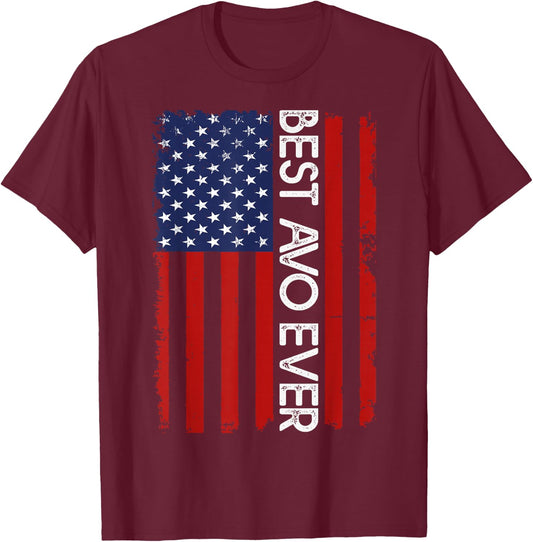 Best AVO Ever Vintage American Flag Fathers Day T-Shirt - T-Shirt | Maroon