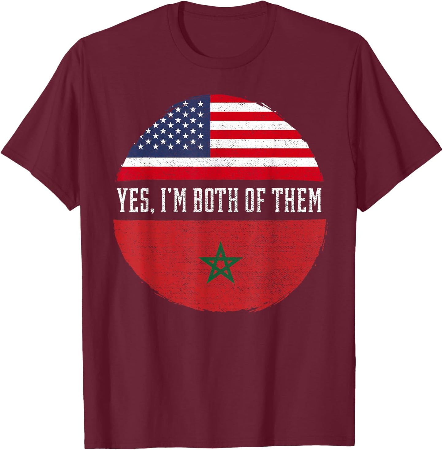 Half American Half Moroccan USA Flag Morocco Heritage DNA T-Shirt - T-Shirt | Maroon