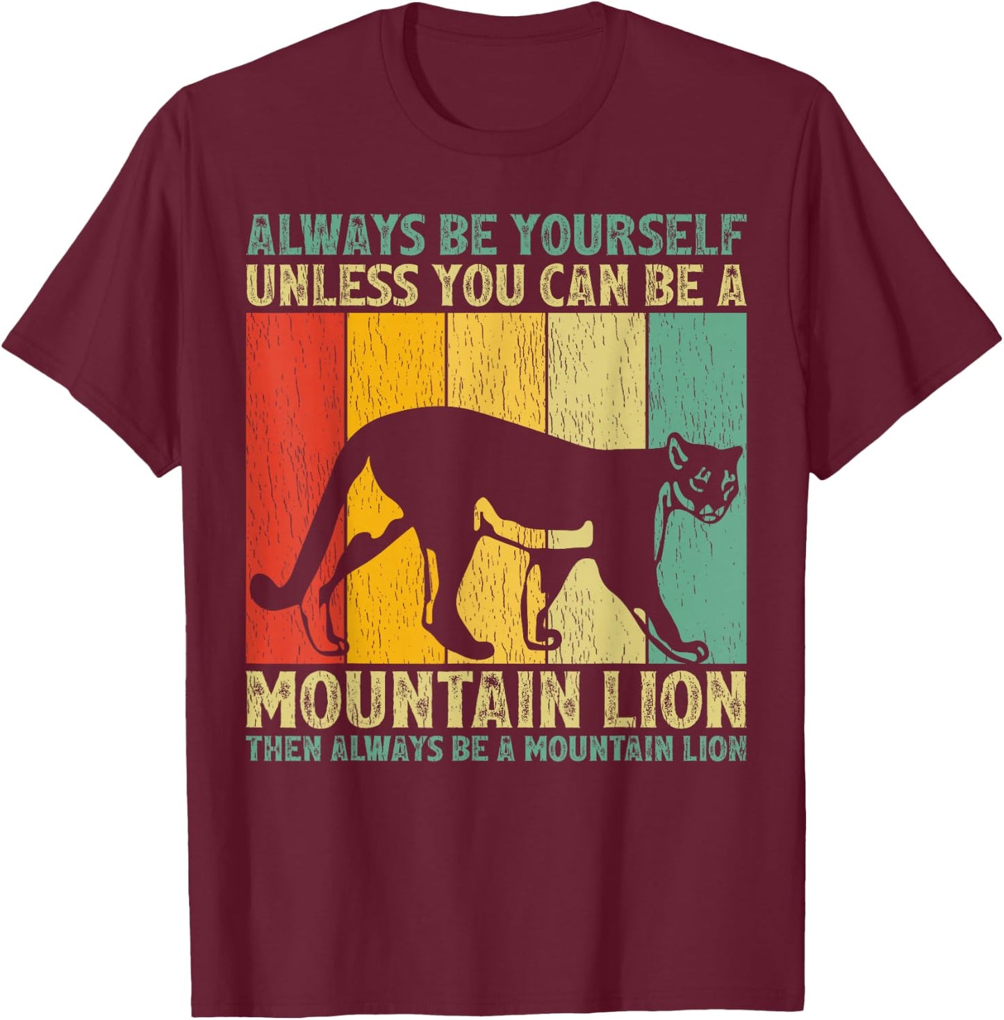 Mountain Lion Animal Lover Vintage Retro Mountain Lion T-Shirt - T-Shirt | Maroon