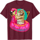 Cool Unique Tiger Chilling In Floating Flamingo Gift T-Shirt - T-Shirt | Maroon