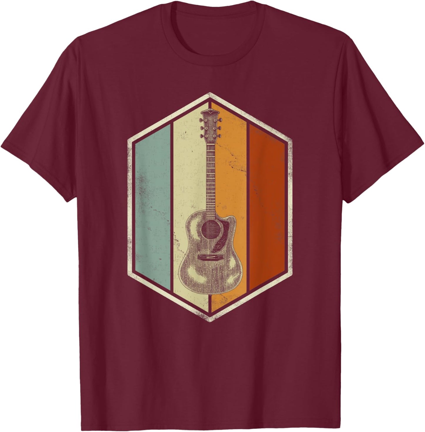Retro Vintage Guitar Player Gifts Guitarist Music Lover Band T-Shirt - T-Shirt | Maroon