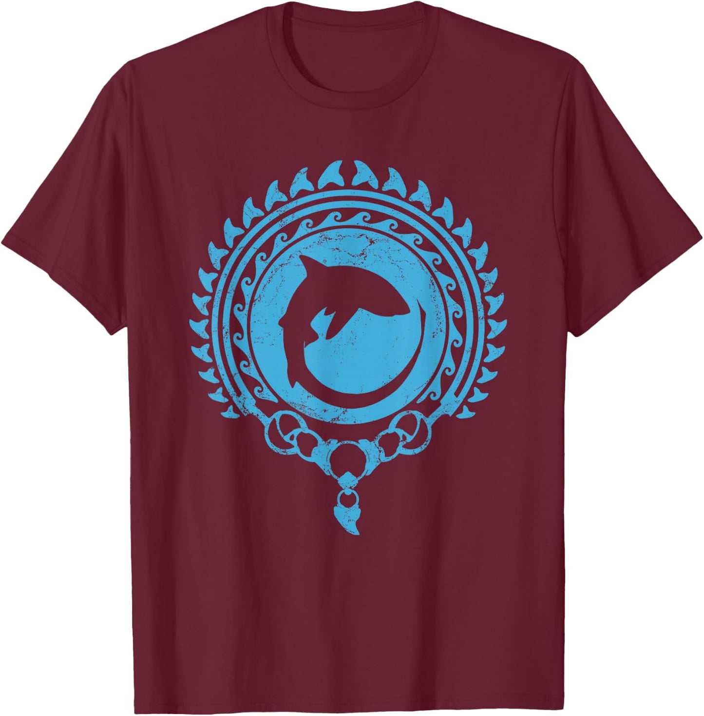 Thresher Shark Polynesian Tribal Tattoo T-Shirt - T-Shirt | Maroon