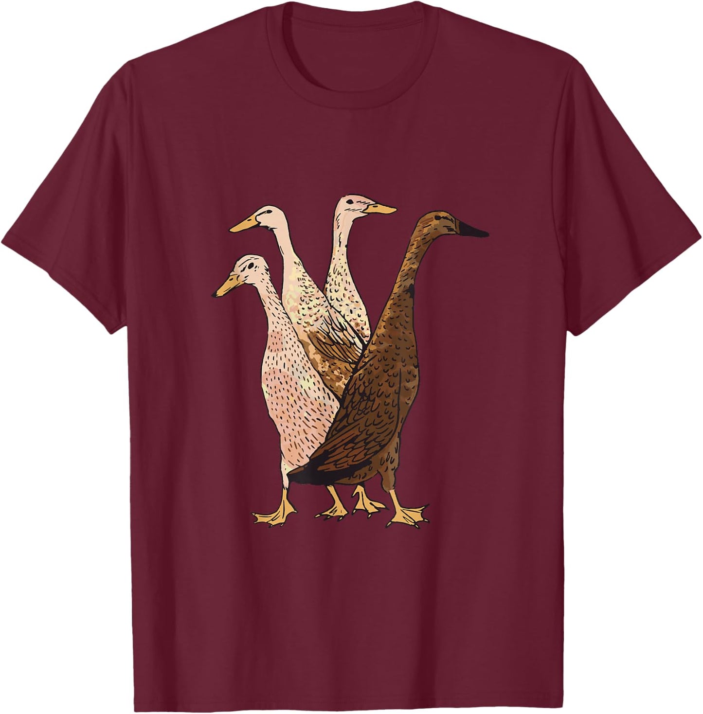Running Duck Indian Runner Duck T-Shirt - T-Shirt | Maroon