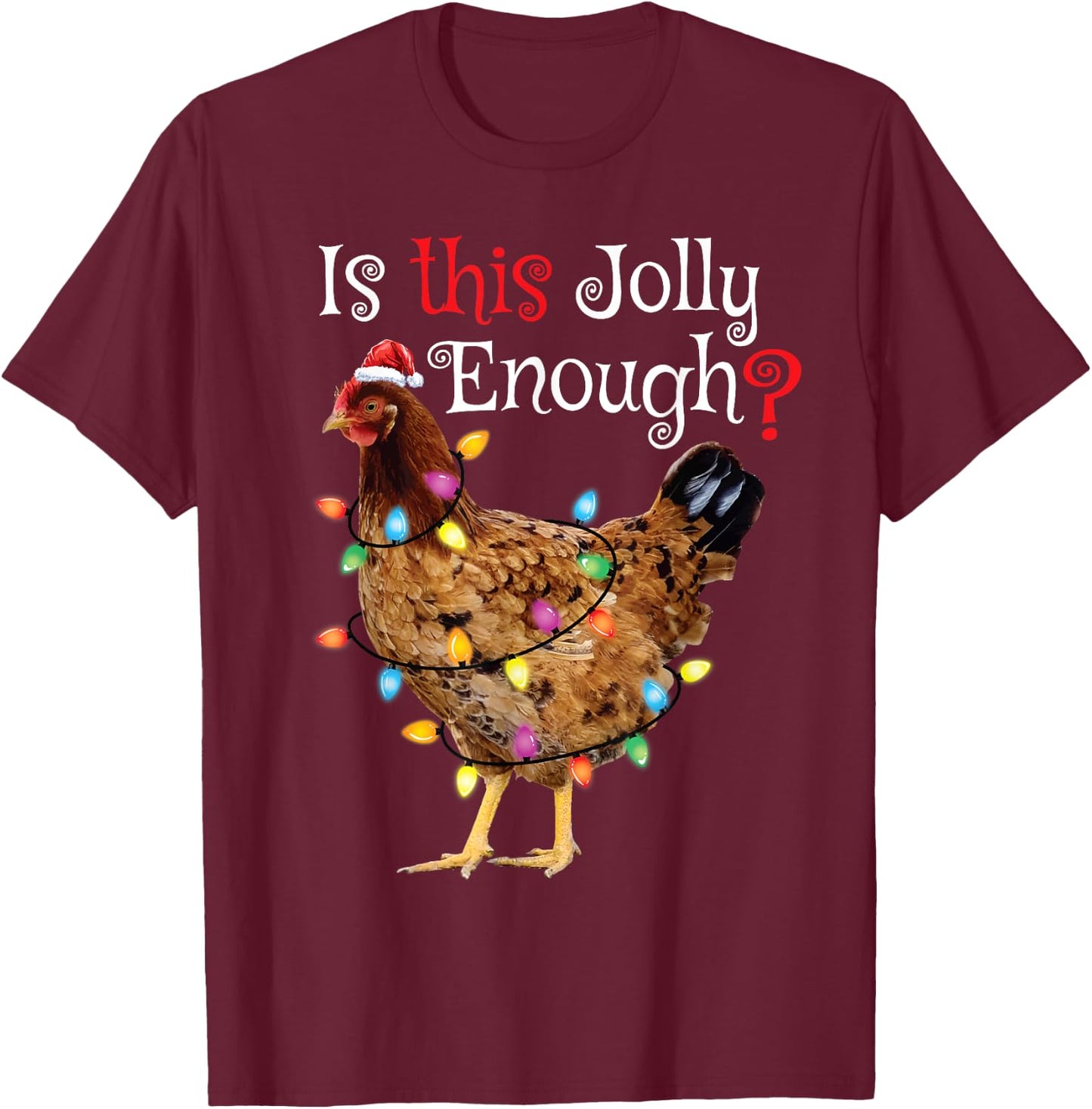 Christmas Chicken Shirt Women Men Kids Funny Santa Chicken T-Shirt - T-Shirt | Maroon