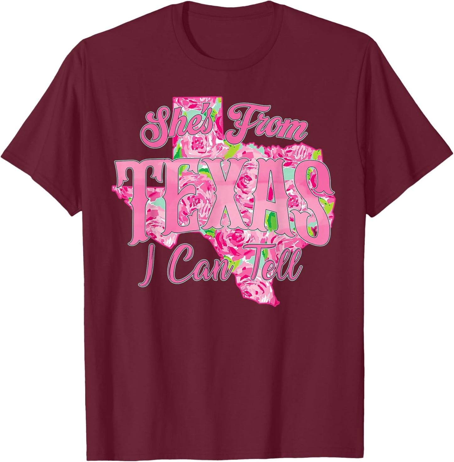She's from Texas I Can Tell Retro Vintage Texas Girl T-Shirt - T-Shirt | Maroon