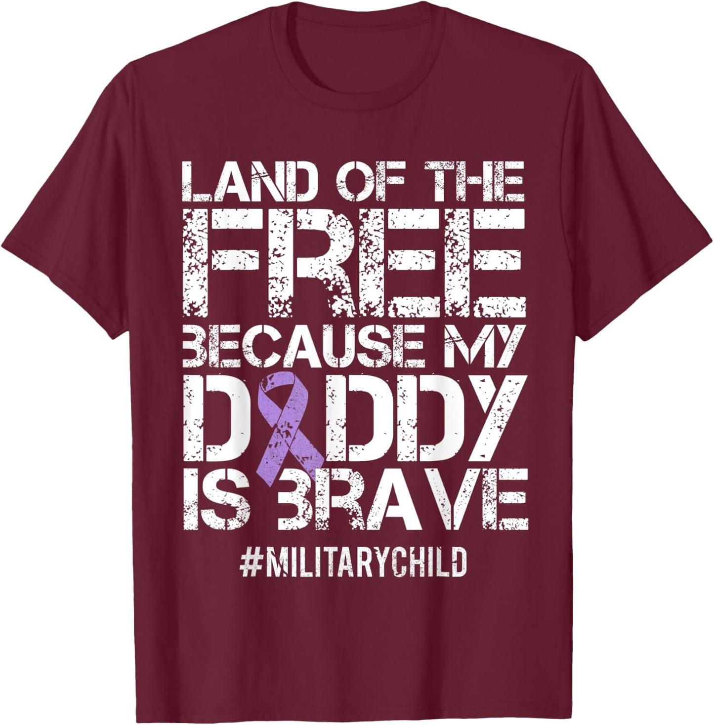 Military Child Month Boys Purple Up Brat Kids T-Shirt - T-Shirt | Maroon