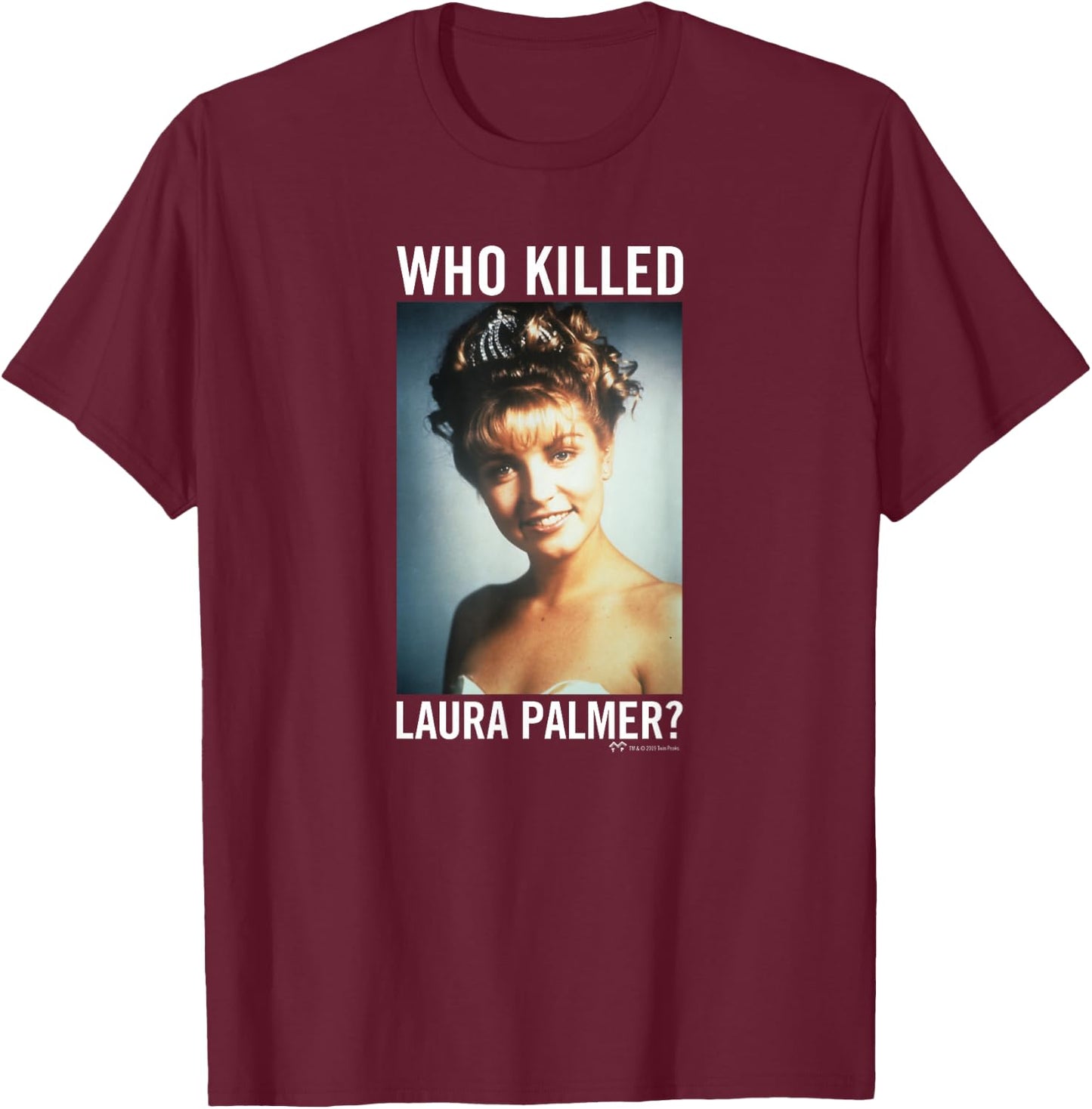 SHOWTIME Twin Peaks Who Killed Laura Palmer? -Adults , Black, Small, Short Sleeve T-Shirt - T-Shirt | Maroon