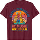 Easily Distracted By Music & Beer Retro Vintage Lover Gift T-Shirt - T-Shirt | Maroon