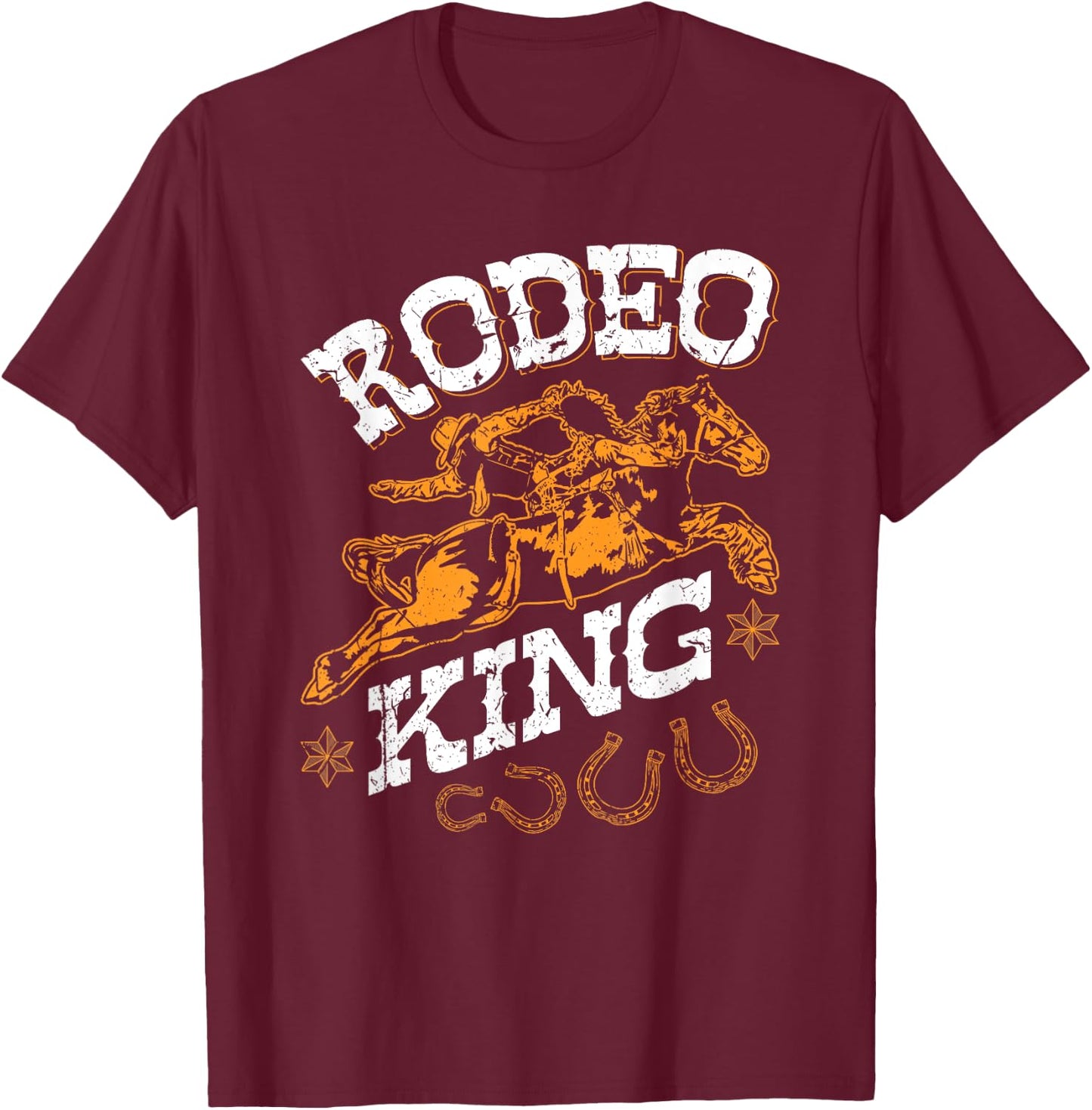 Rodeo King, Vintage Bronc Riding Bucking Horse Rodeo Western T-Shirt - T-Shirt | Maroon