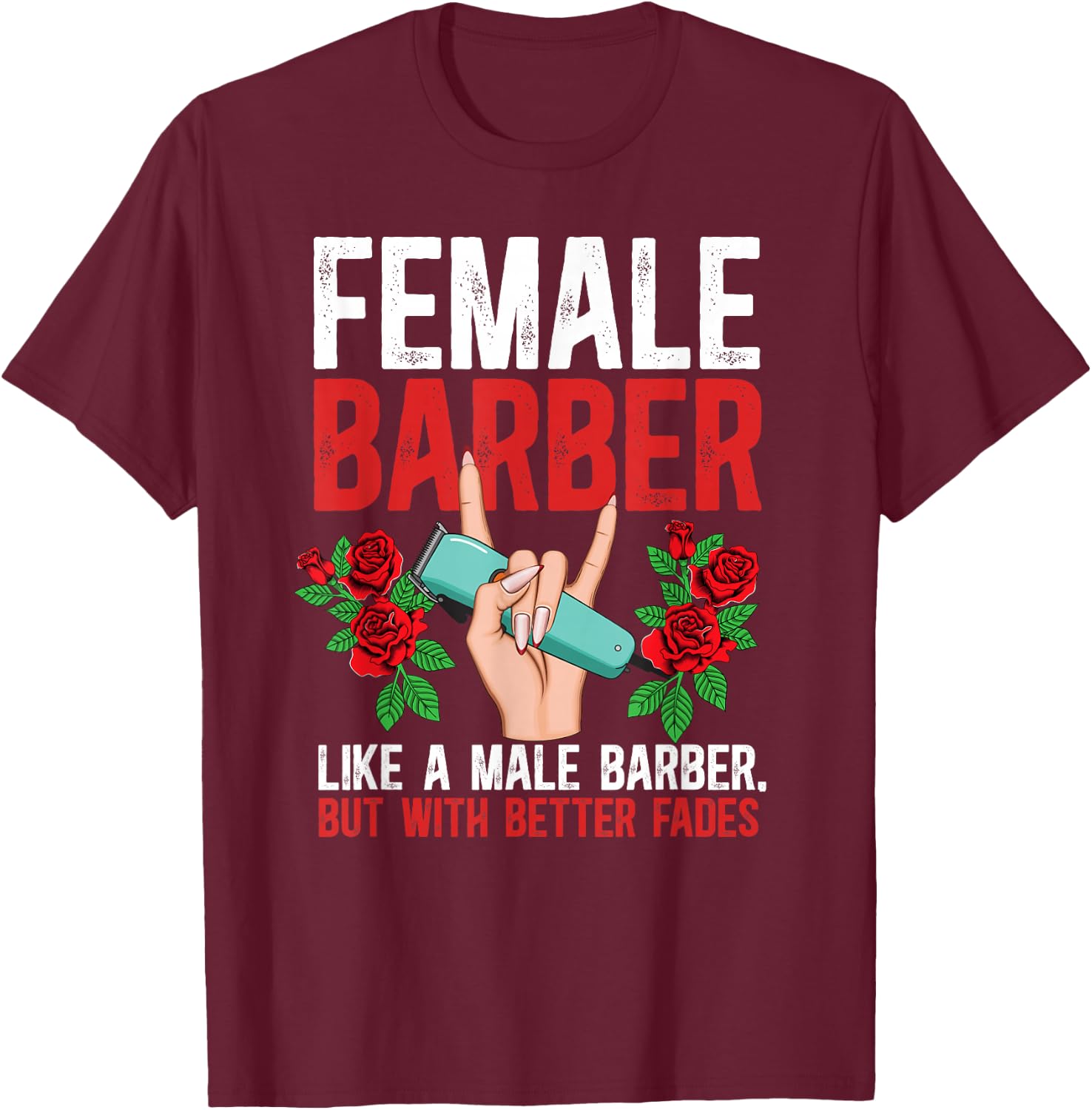 Female Barber Definition Female Hairdresser Girl T-Shirt - T-Shirt | Maroon