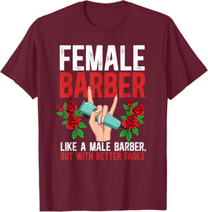 Female Barber Definition Female Hairdresser Girl T-Shirt - T-Shirt | Maroon