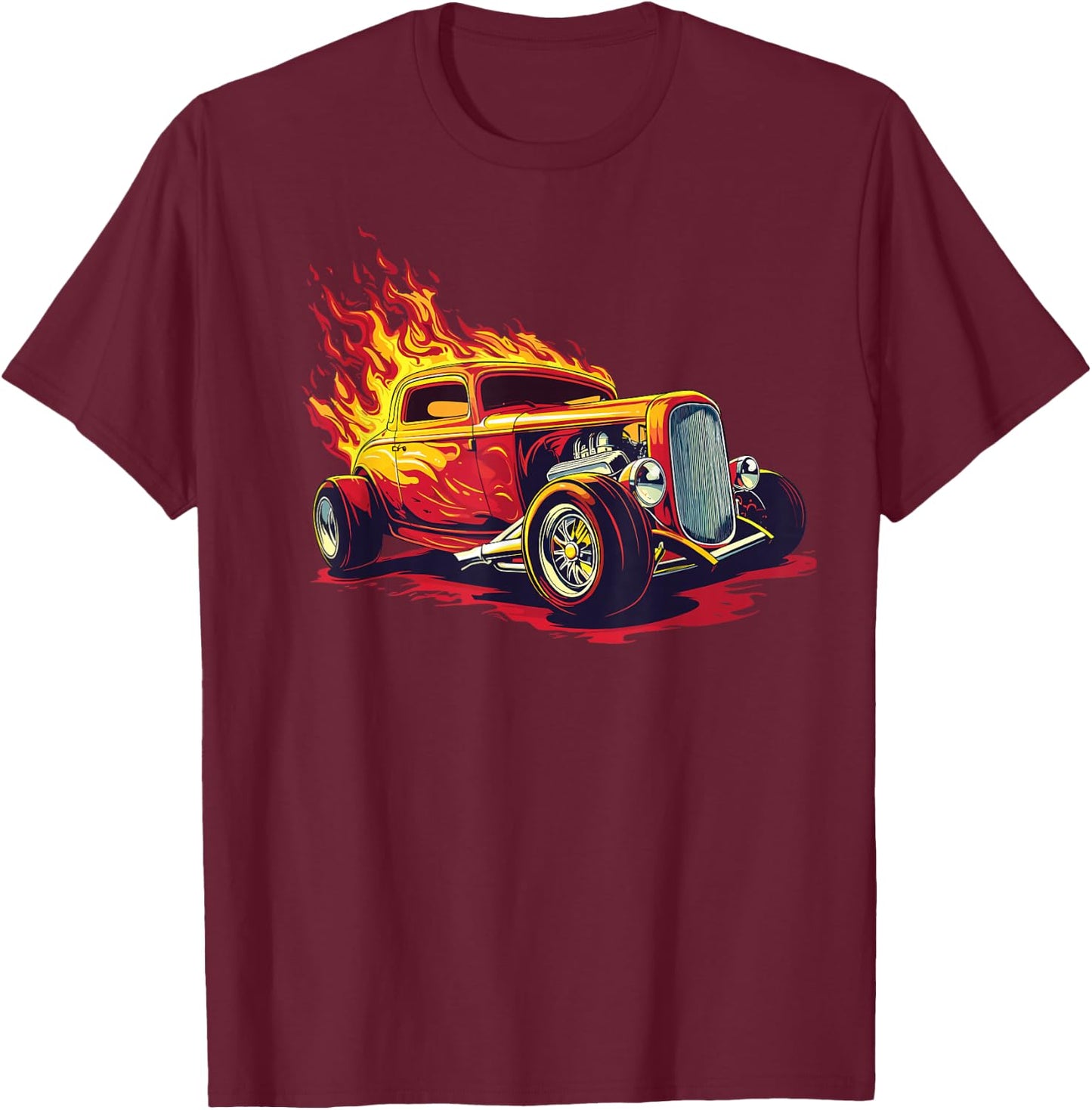 Classic Hotrod Retro Car Illustration Hotrod T-Shirt - T-Shirt | Maroon