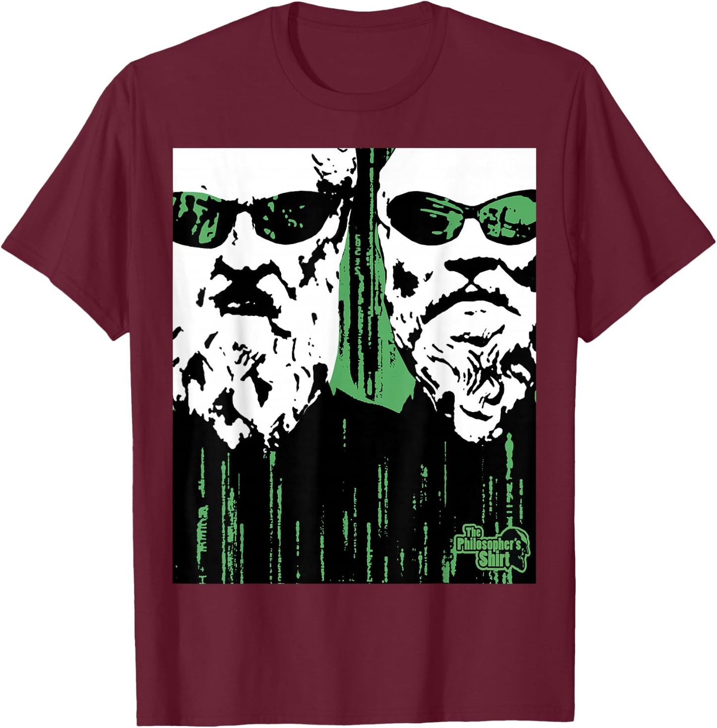 Plato and Socrates Matrix Cave Allegory - Philosopher Shirt T-Shirt - T-Shirt | Maroon