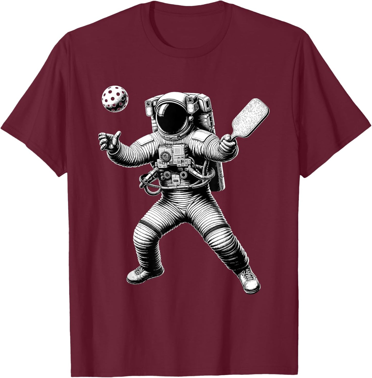 Space Astronaut Playing Pickleball For Pickle Ball Player T-Shirt - T-Shirt | Maroon