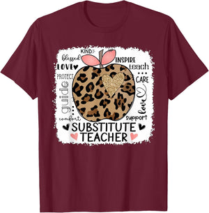 Protect Guide Care Love Support Comfort Substitute Teacher T-Shirt - T-Shirt | Maroon