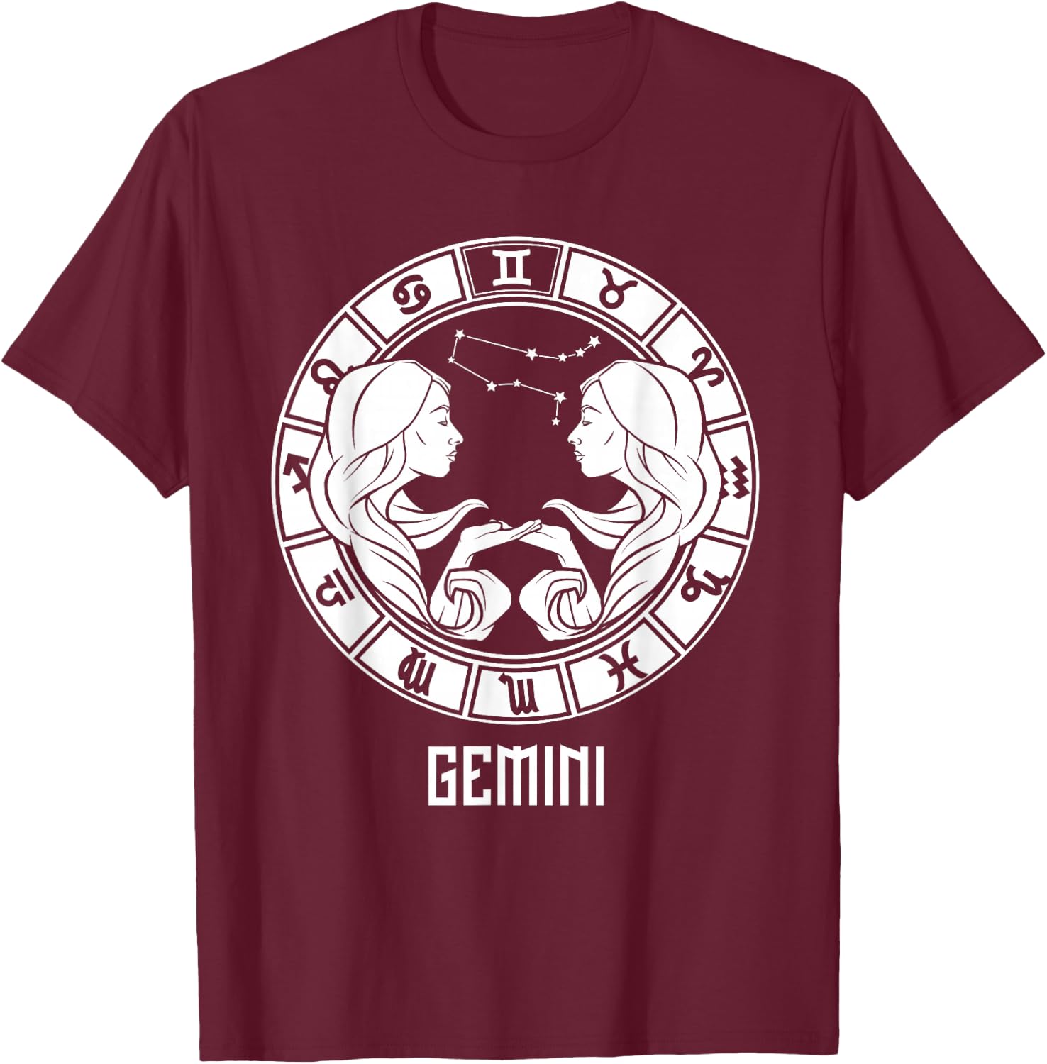 Gemini Zodiac Sign May June Birthday Horoscope T-Shirt - T-Shirt | Maroon