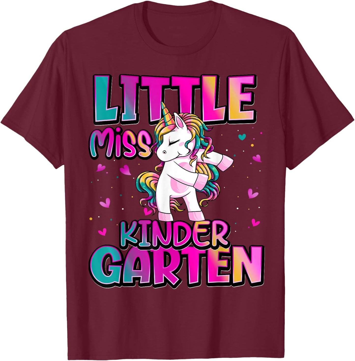 Little Miss Kindergarten Back To School Girls Kindergarten T-Shirt - T-Shirt | Maroon