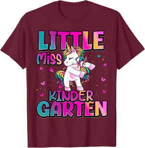 Little Miss Kindergarten Back To School Girls Kindergarten T-Shirt - T-Shirt | Maroon