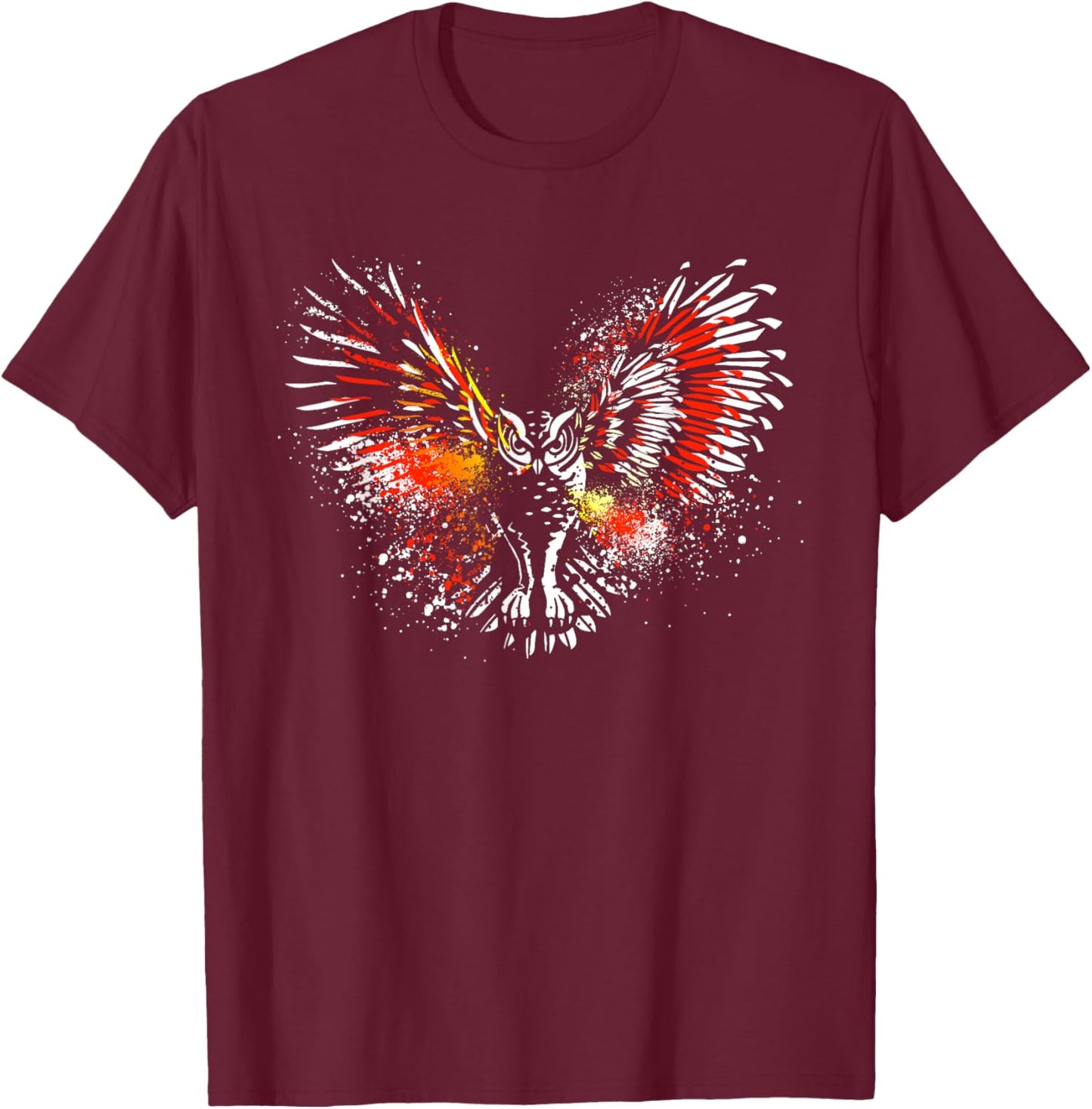 Owl | White Owl | Cute Owl | Red Owl | Night Owl Graphic T-Shirt - T-Shirt | Maroon