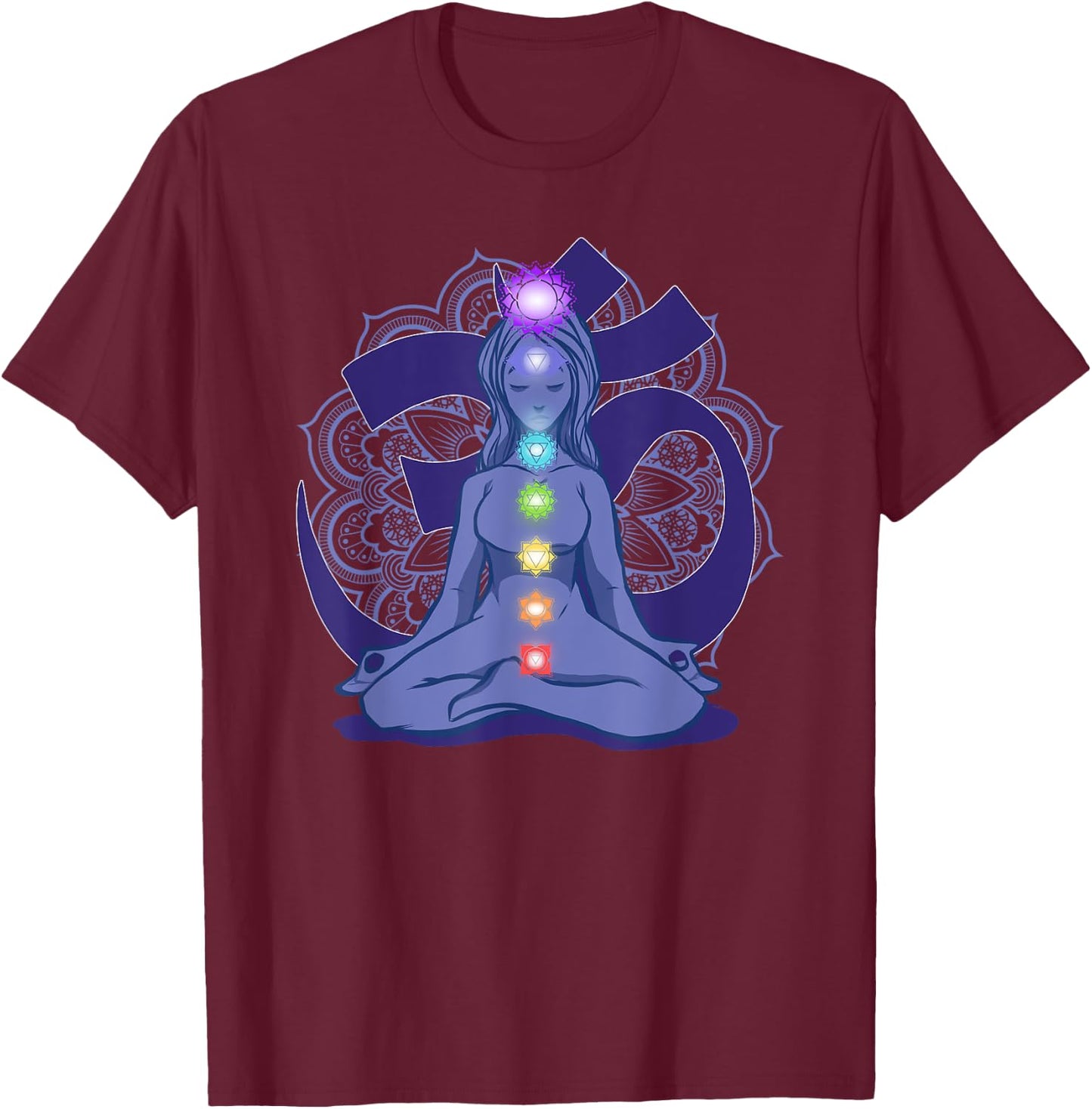 Yoga Meditation Spiritual Body Energy Chakra T-Shirt - T-Shirt | Maroon