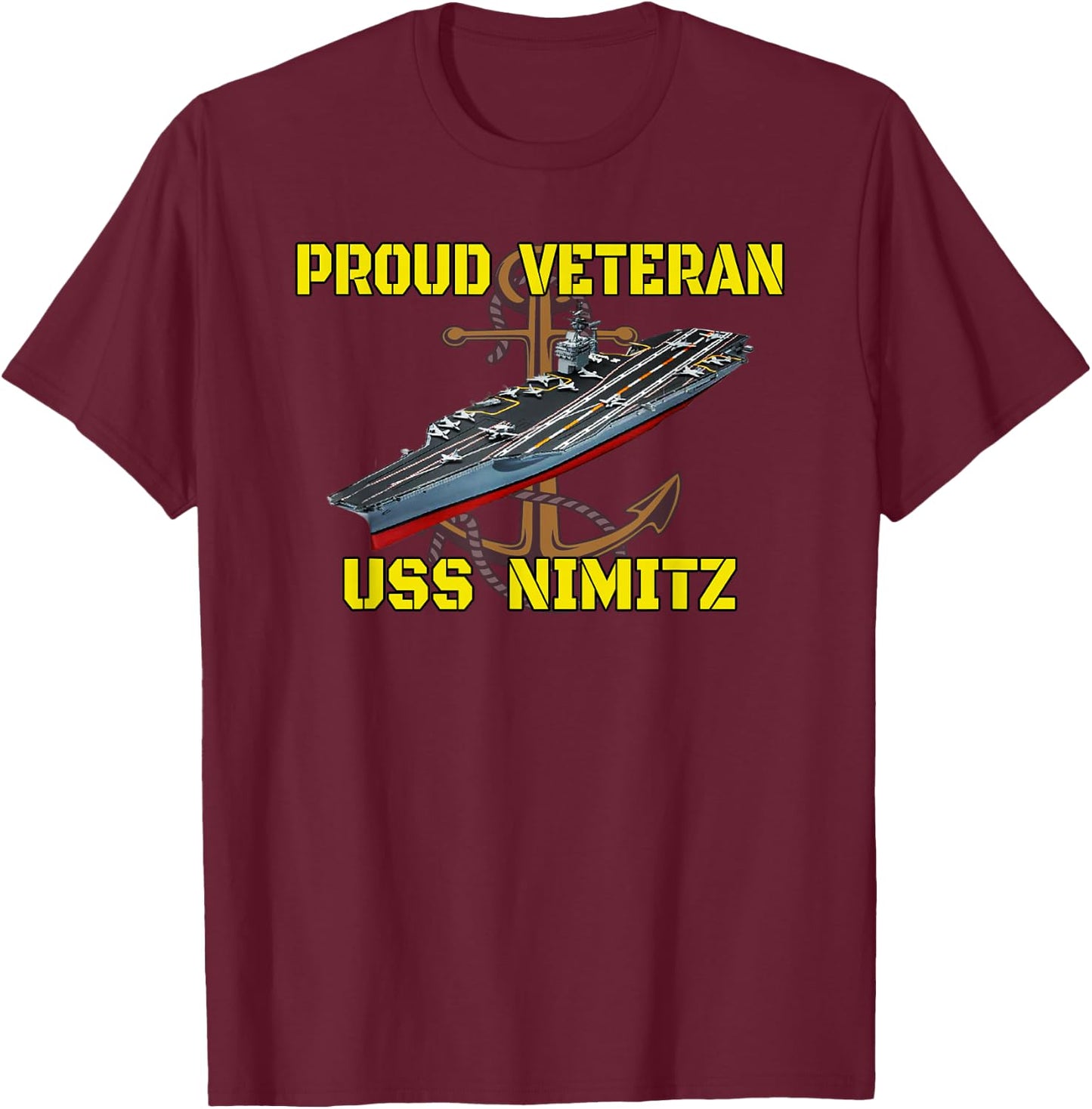 Aircraft Carrier USS Nimitz Veterans Day Fathers Day Grandpa T-Shirt - T-Shirt | Maroon