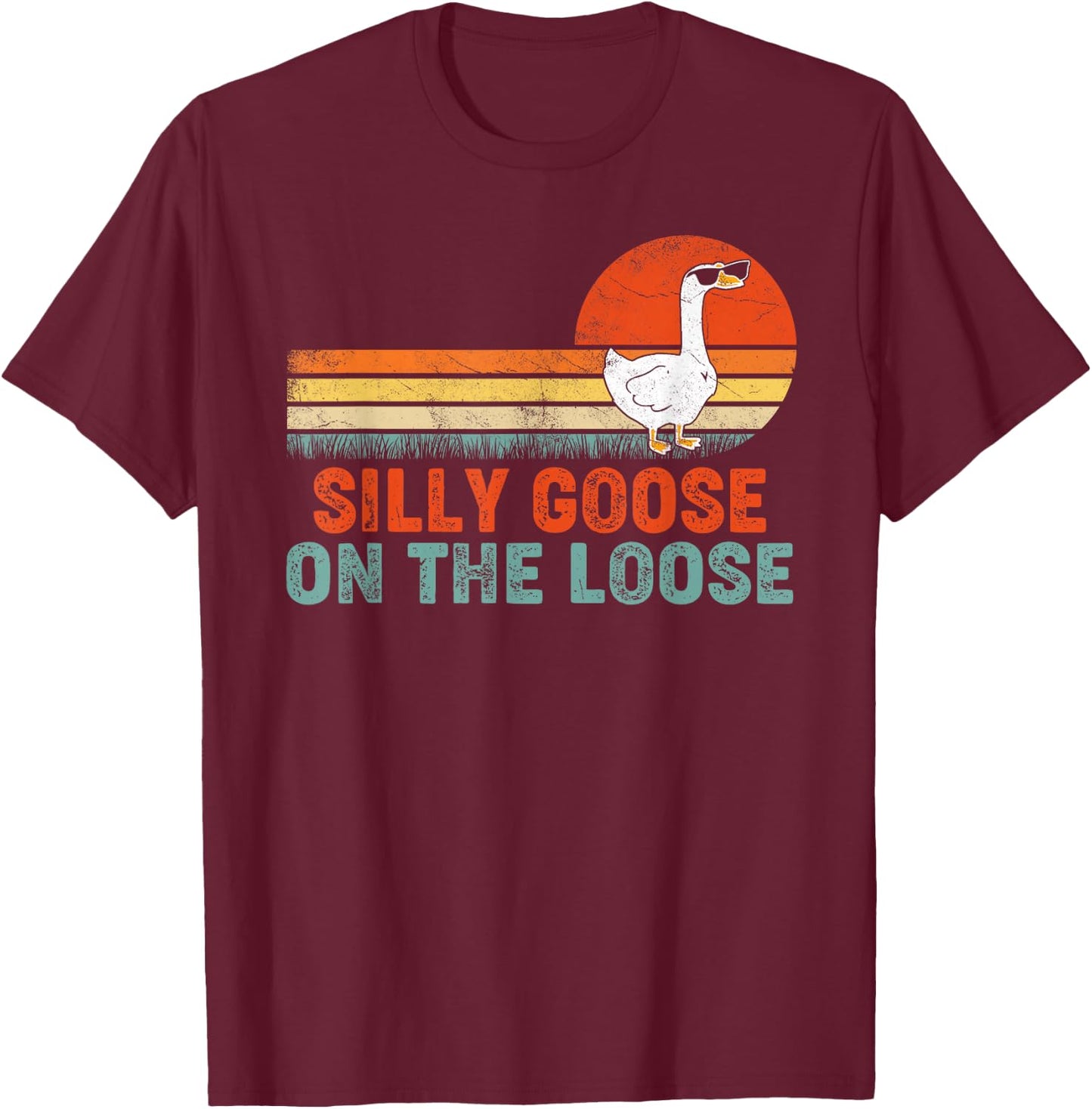 Silly Goose Shirt, Graphic Men, Funny Shirts T-Shirt - T-Shirt | Maroon