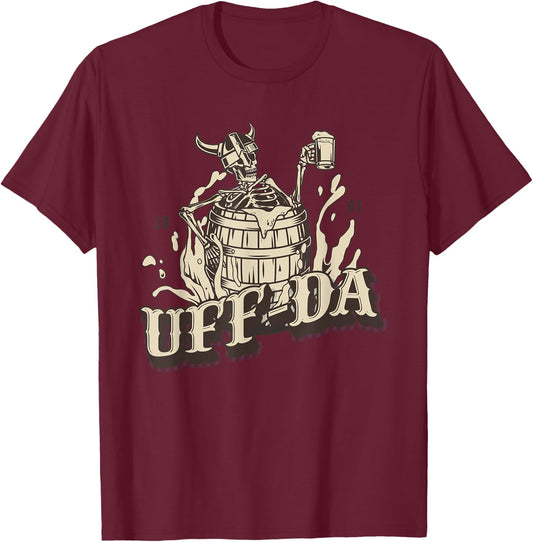 Funny Scandinavian Uff Da popular Nordic Quotes and Sayings T-Shirt - T-Shirt | Maroon