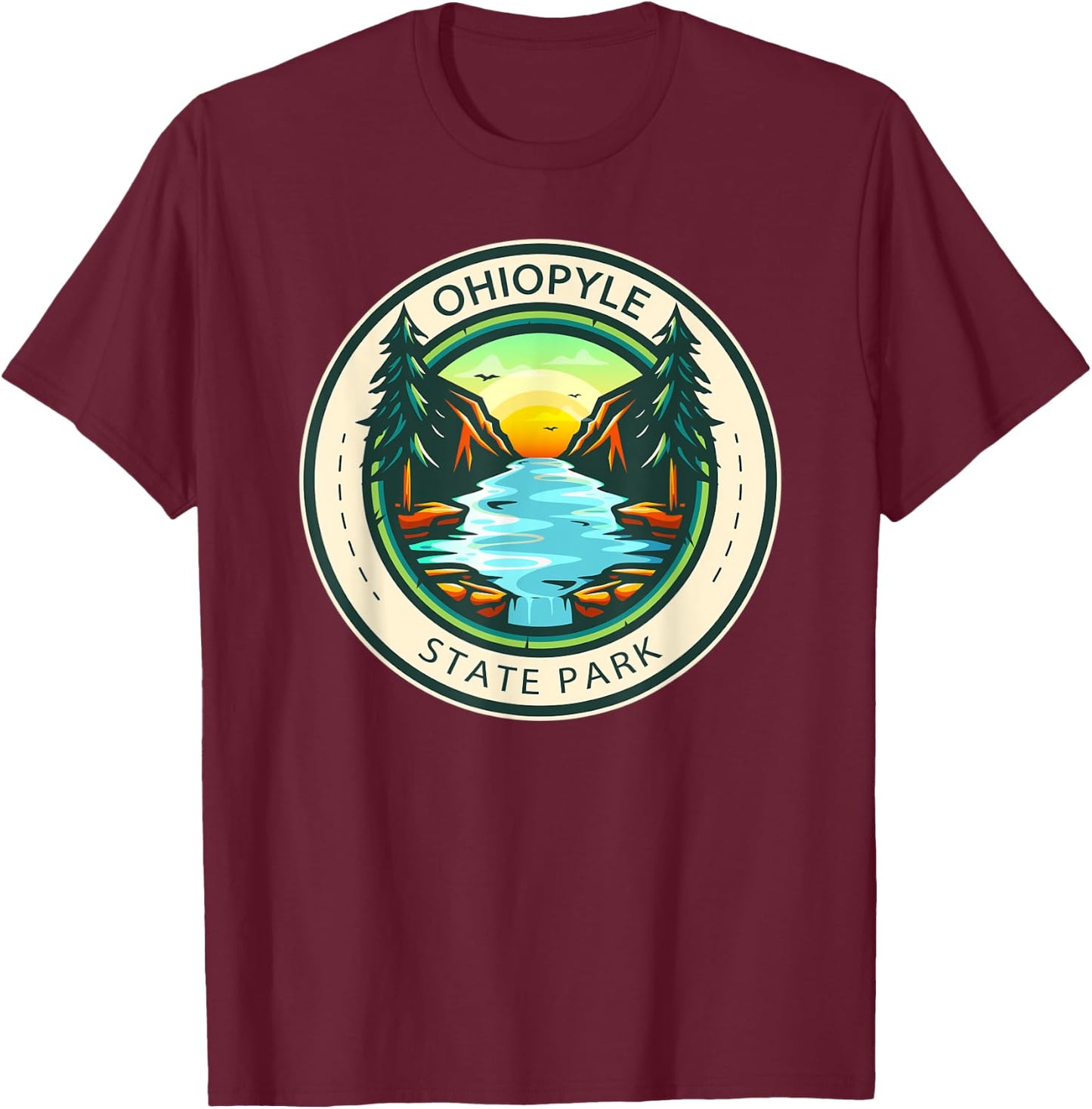 Ohiopyle State Park Pennsylvania Vintage Badge T-Shirt - T-Shirt | Maroon