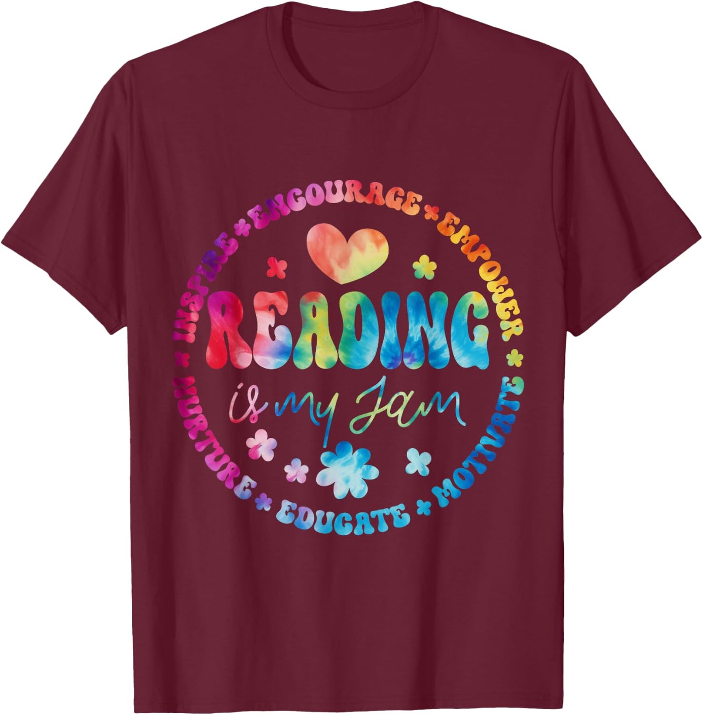 Groovy Reading is my jam Squad Girls Boys Teacher Literacy T-Shirt - T-Shirt | Maroon