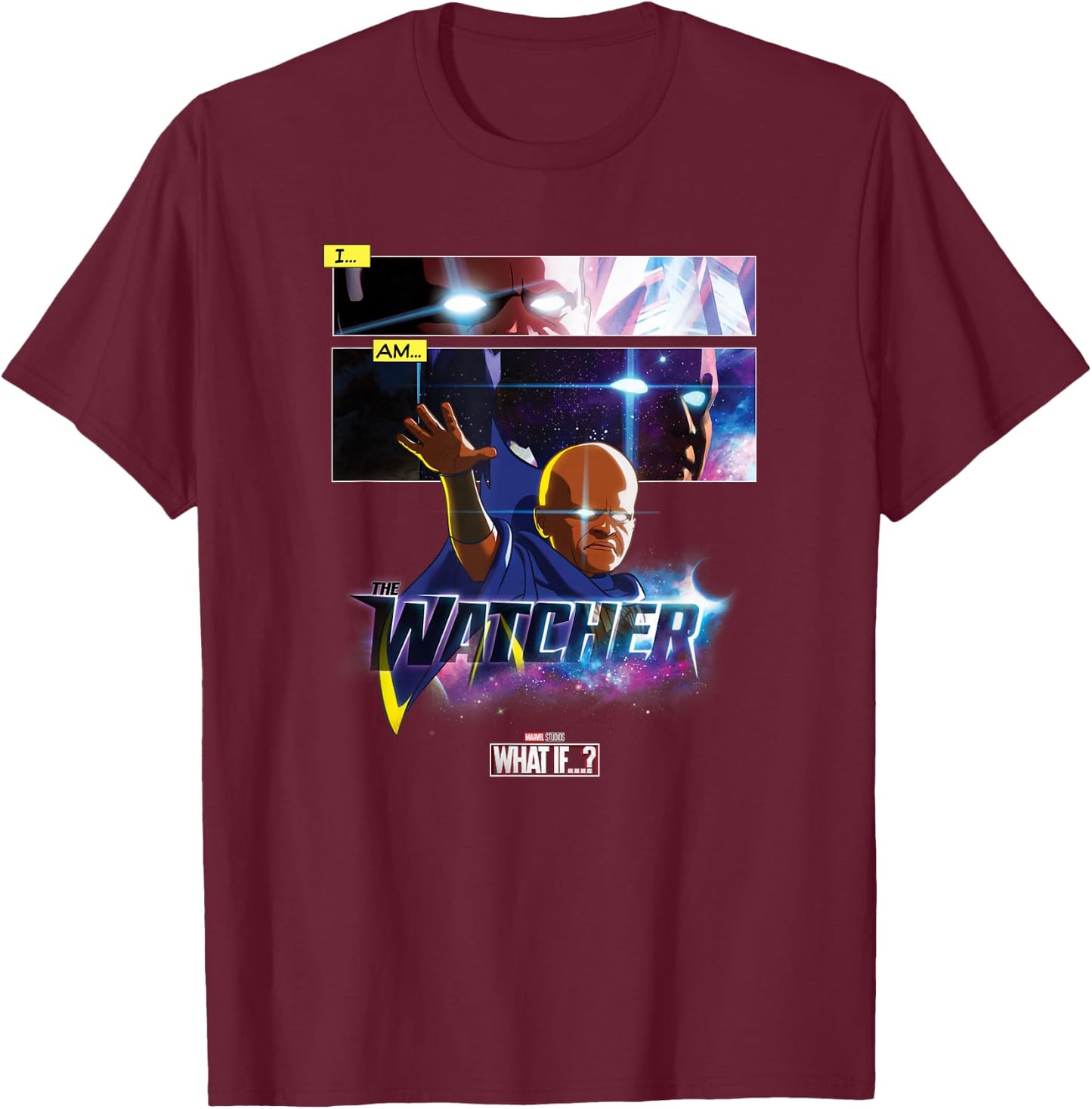 Marvel What If The Watcher Reaching Out Comic Panels T-Shirt - T-Shirt | Maroon