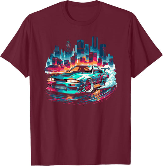 Sports Car Exotic Drift Racing Car Graphic T-Shirt - T-Shirt | Maroon