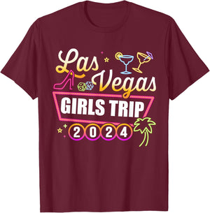 Las Vegas 2024 girls trip matching besties party squad T-Shirt - T-Shirt | Maroon