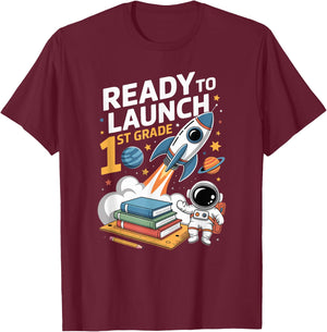Mission 1st Class Astronaut School Start School Child Space T-Shirt - T-Shirt | Maroon