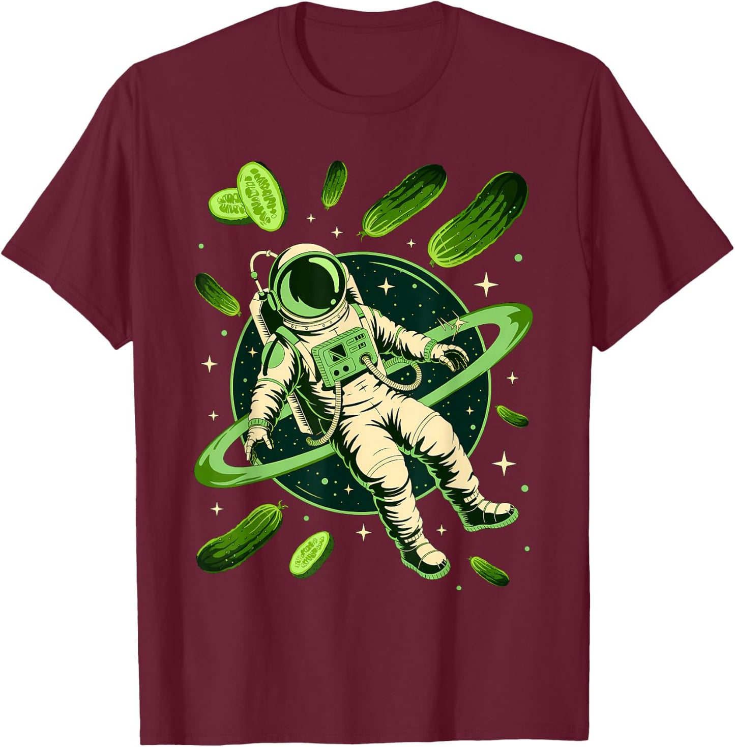 Space Astronaut Pickle T-Shirt - T-Shirt | Maroon