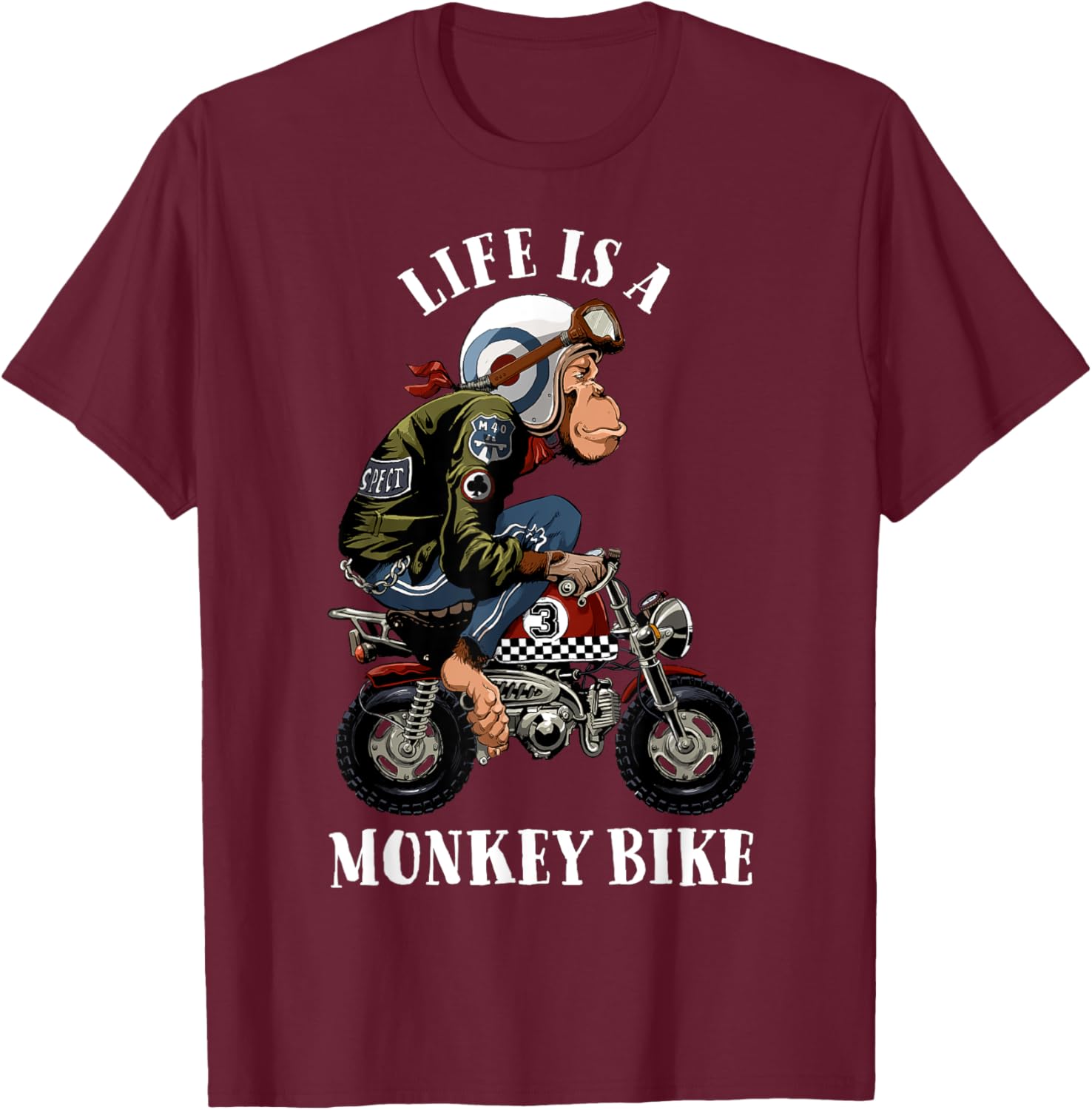 Monkey Bike T-Shirt - T-Shirt | Maroon