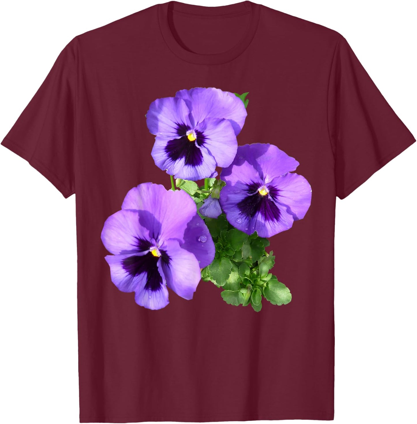 Vintage Pansies Flowers Gardener & Pansy Lover T-Shirt - T-Shirt | Maroon