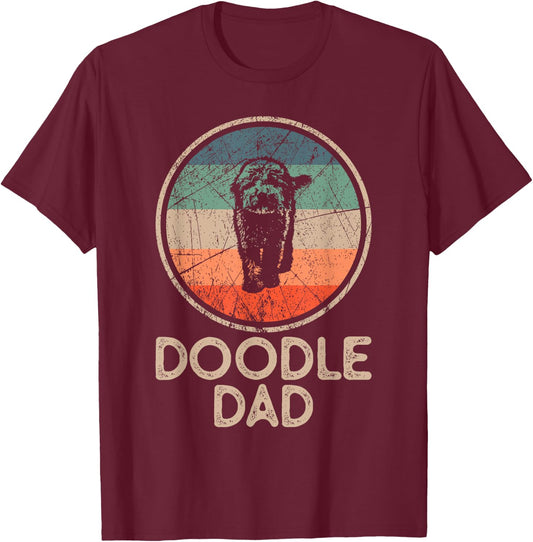 Doodle Dog - Vintage Doodle Dad Small T-Shirt - T-Shirt | Maroon