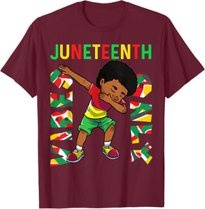 Juneteenth 1865 Dabbing Vibes Only Black African Boys kids T-Shirt - T-Shirt | Maroon
