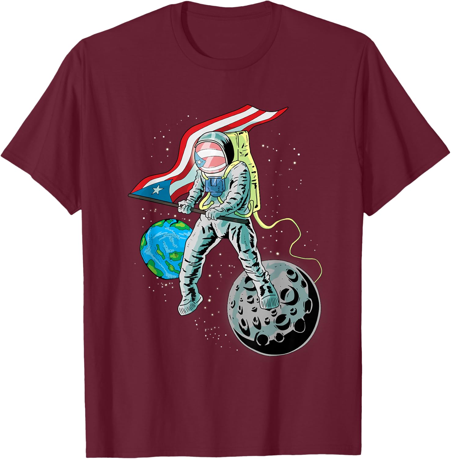 Puerto Rico Pride Boricua aunque Naciera en la Luna T-Shirt - T-Shirt | Maroon