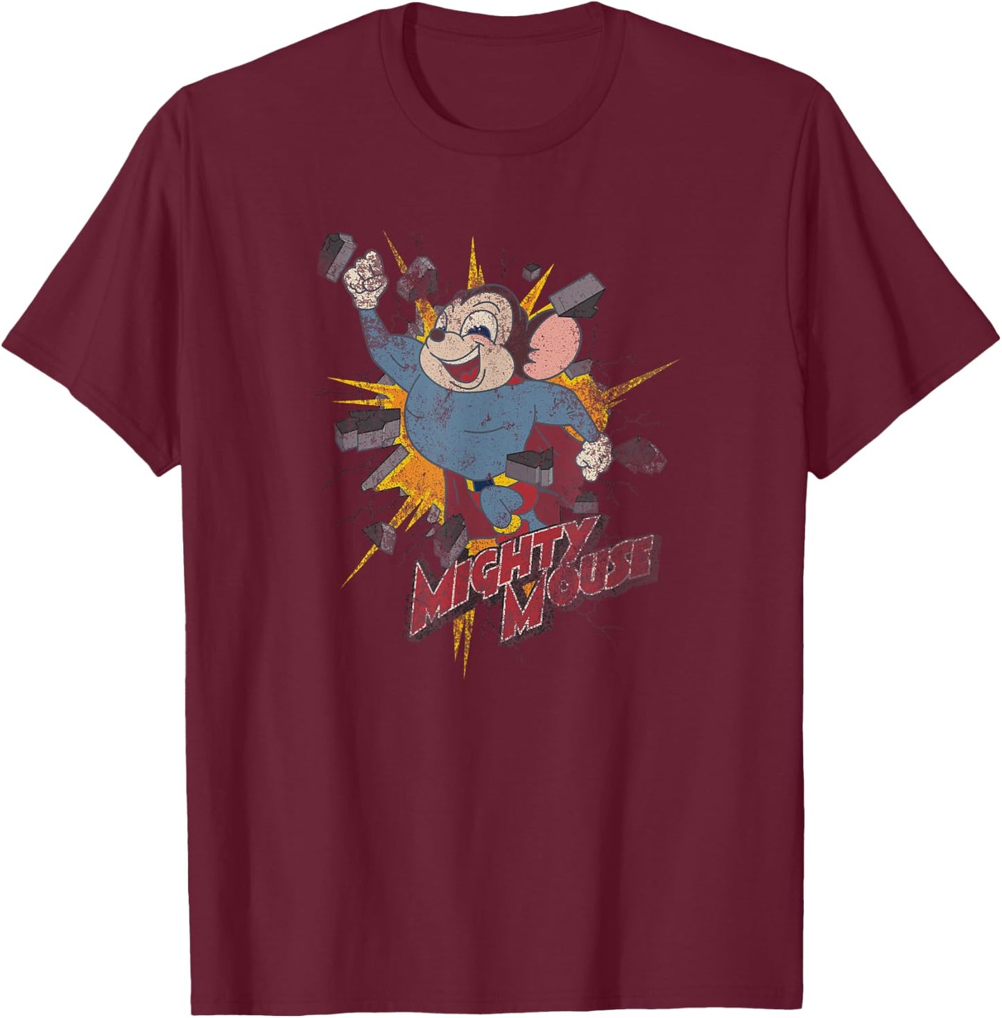 Mighty Mouse Break Through T-Shirt - T-Shirt | Maroon