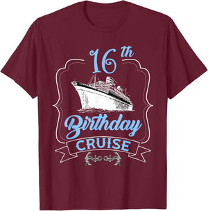 16th Birthday Cruise Ship Sailing Teens Boys Girls Cruising T-Shirt - T-Shirt | Maroon