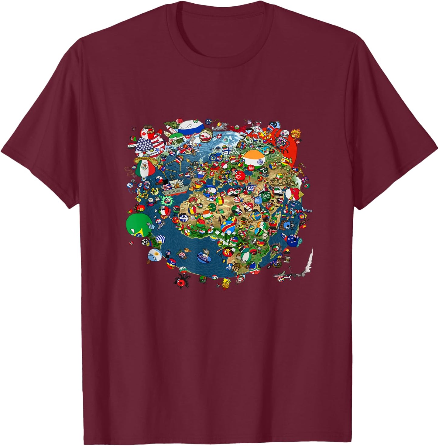 Polandball world T-Shirt - T-Shirt | Maroon