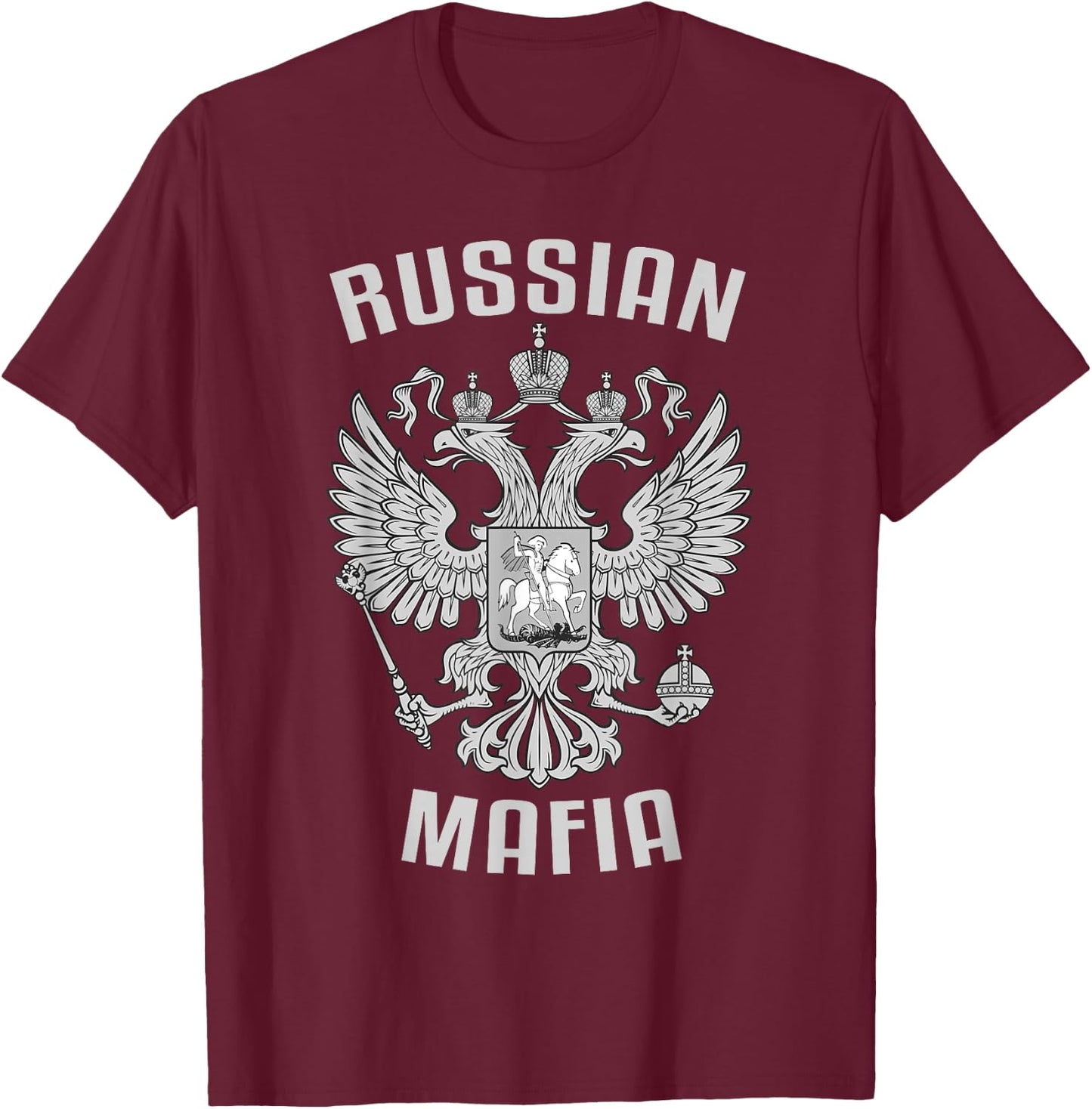 Russian Mafia Russia Eagle T-Shirt - T-Shirt | Maroon