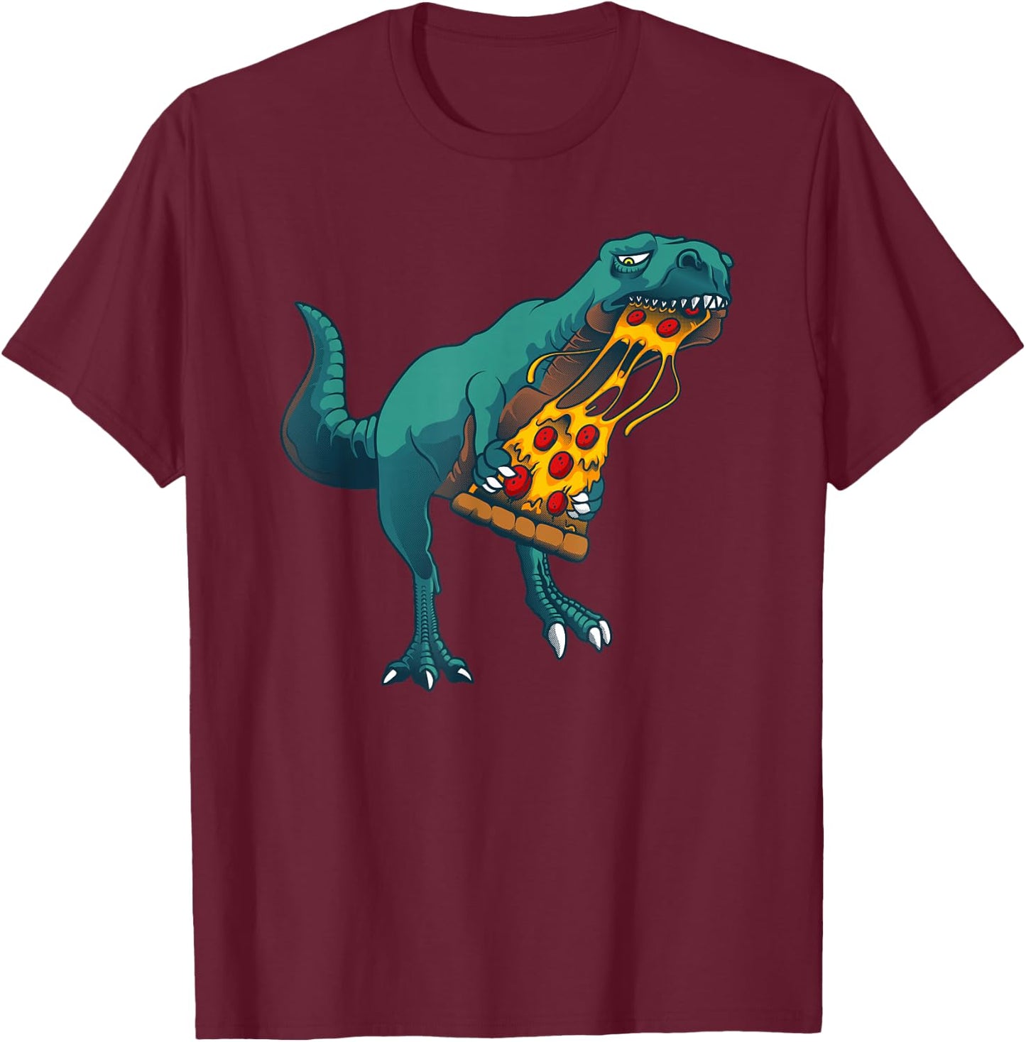 Funny Dinosaur Art Women Dinosaur Pizza Slice Lover T-Shirt - T-Shirt | Maroon