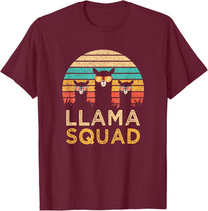 Funny Llama Squad Sunglasses Cool Llamas Vintage Gift T-Shirt - T-Shirt | Maroon