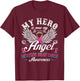 My Hero Is Now My Angel Metastatic Breast Cancer Awareness T-Shirt - T-Shirt | Maroon