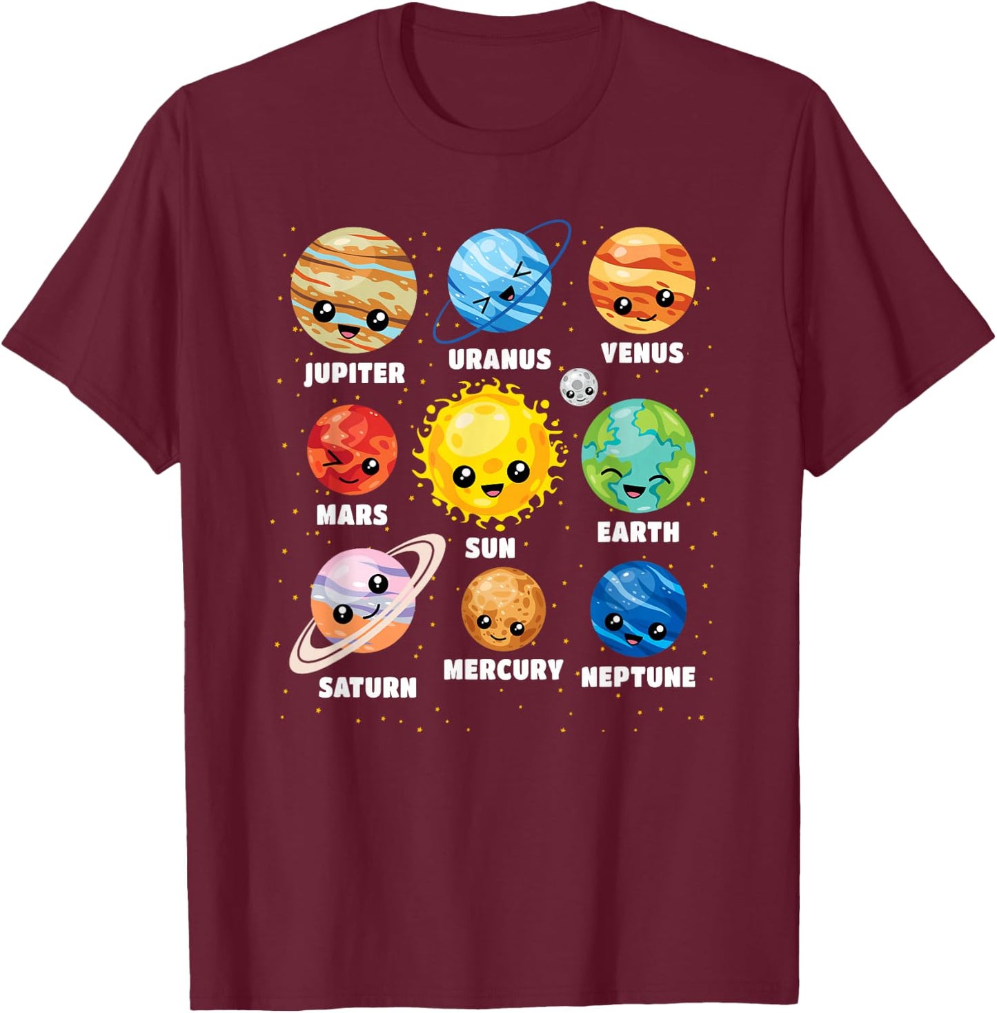 Funny Solar System Universe Space Planet Boys Girls Kids T-Shirt - T-Shirt | Maroon